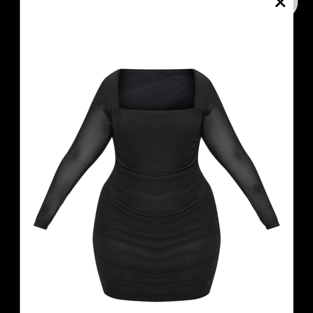 Black Mesh Square Necked body con dress